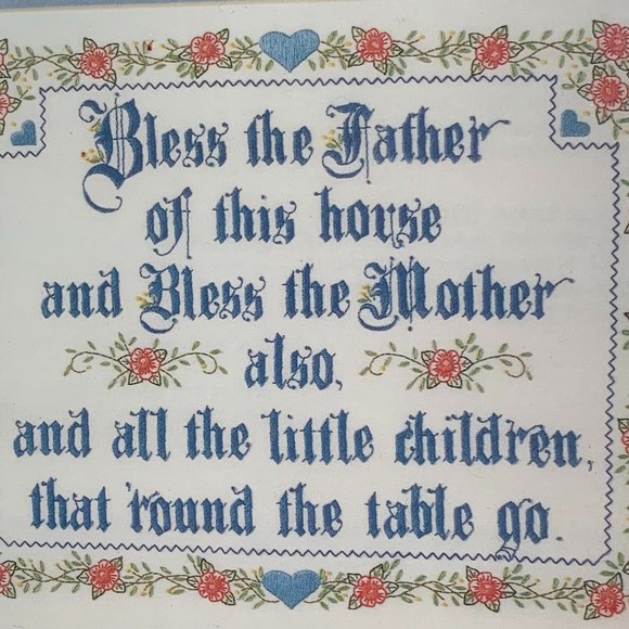 VTG Bucilla KIT Grace Cross Stitch Prayer Stamped Christian Family Stitchery - Picture 3 of 9
